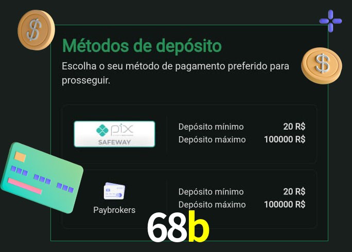 O cassino 68b oferece uma grande variedade de métodos de pagamento